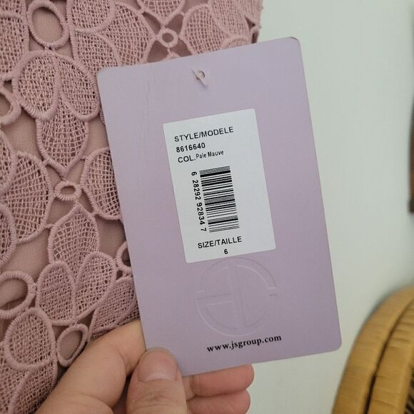 JS Collections Laura A-Line Tea Length Dress Pale Mauve 6 NWT - Picture 3 of 14